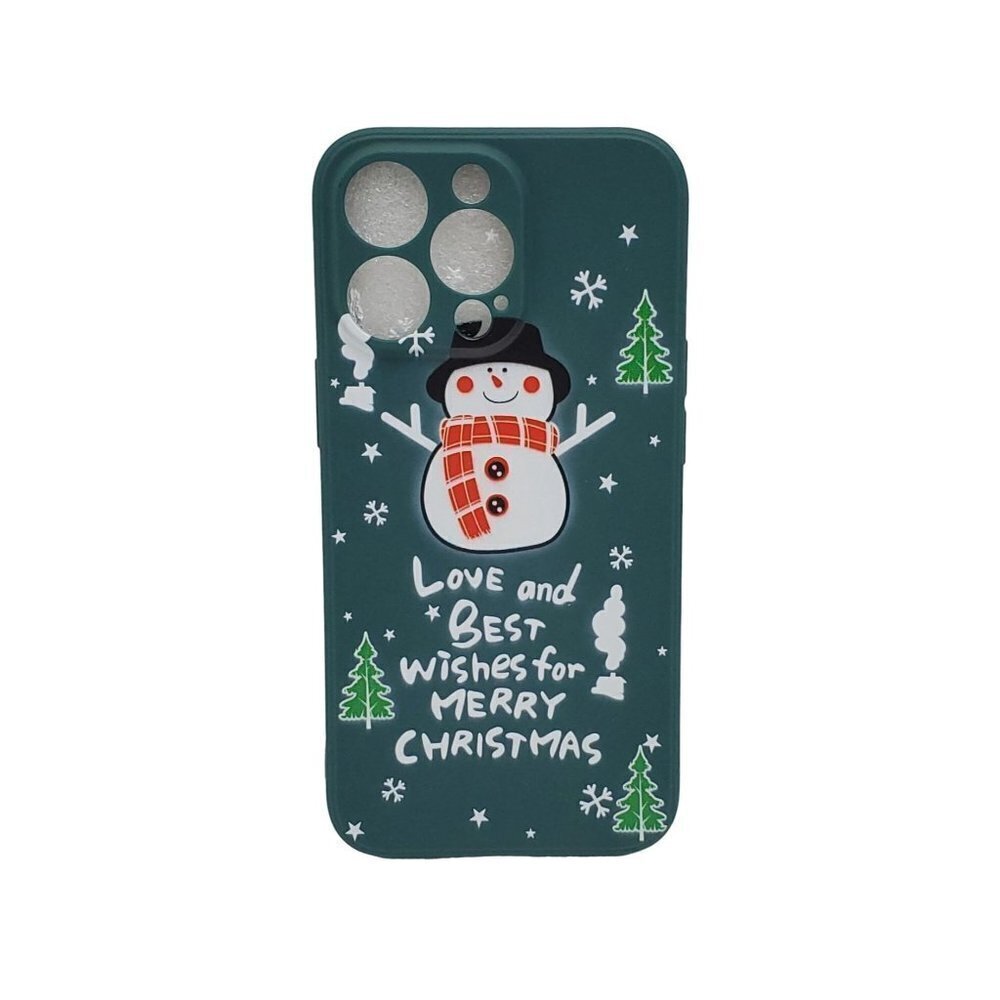 Iphone 13 Pro Snowman Love and Best Wishes Green Phone Case